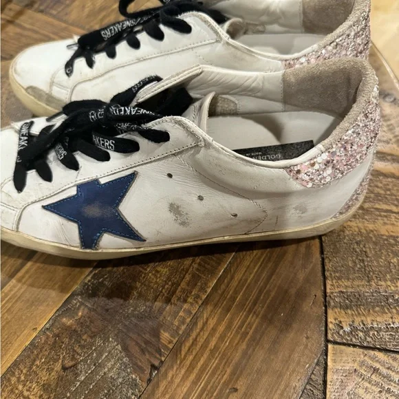 Golden Goose White and Blue Sneakers - Picture 4 of 5